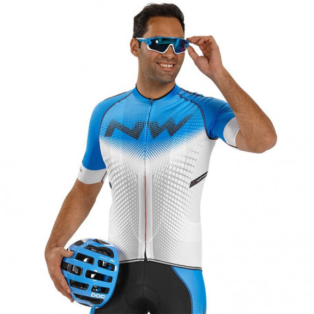 PROFESJONALNA KOSZULKA ROWEROWA NORTHWAVE 2017 WHITE-BLUE