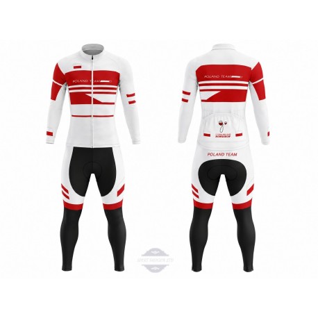 POLAND TEAM DŁUGI KOMPLET ROWEROWY MODEL 2019/20 WHITE-RED