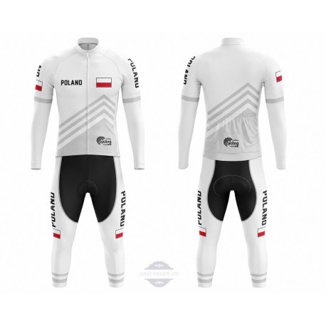 POLAND TEAM DŁUGI KOMPLET ROWEROWY MODEL 2021 WHITE