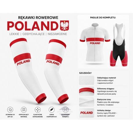 POLAND TEAM RĘKAWKI ROWEROWE MODEL 2017 WHITE-RED
