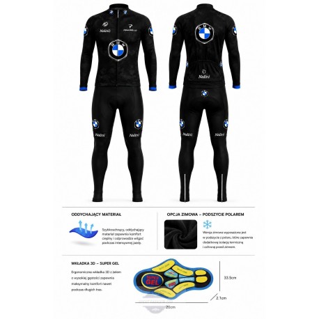 BMW DŁUGI KOMPLET ROWEROWY MODEL 2022/23 BLACK