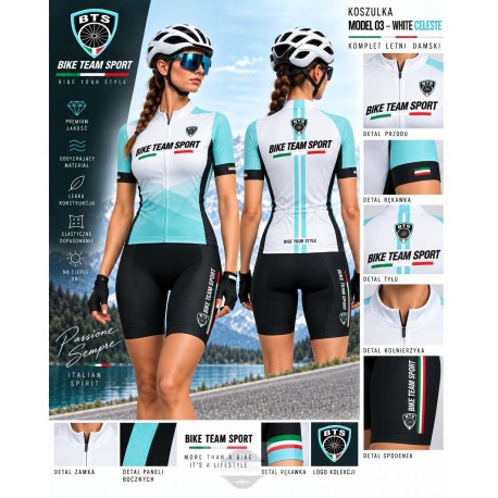 BIKE TEAM SPORT DAMSKI LETNI KOMPLET ROWEROWY MODEL CELESTE WHITE