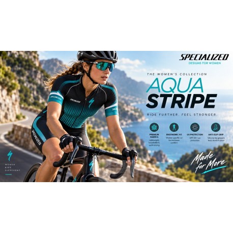 SPECIALIZED DAMSKI LETNI KOMPLET ROWEROWY 2019 AQUA STRIPE