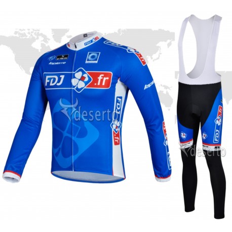PROFESJONALNY DŁUGI KOMPLET ROWEROWY FDJ 2014 BLUE