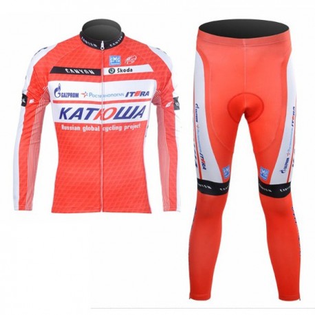 PROFESJONALNY JESIENNO-WIOSENNY KOMPLET ROWEROWY KATUSHA 2012