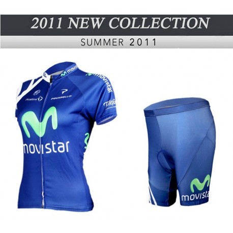 PROFESJONALNY DAMSKI LETNI KOMPLET ROWEROWY MOVISTAR 2011