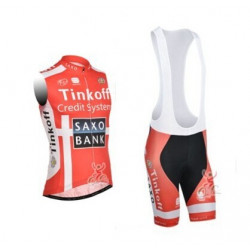 PROFESJONALNY BEZRĘKAWNIK ROWEROWY SAXO BANK W KOMPLECIE  2014  TINKOFF RED